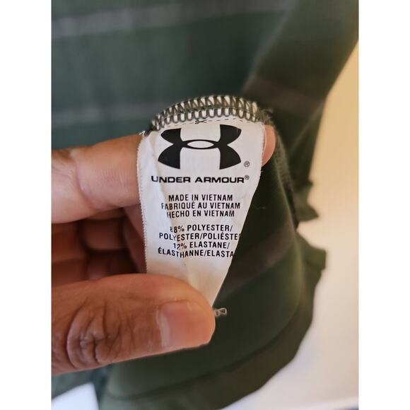 Under Armour Mens Green Striped Heat Gear Golf‎ Polo Small Shirt - Picture 7 of 9